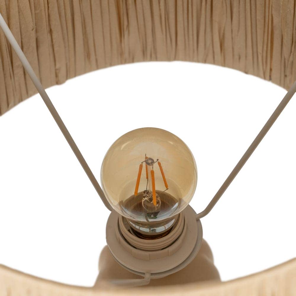 Lámpara de Mesa Crema de Cerámica con Pantalla de Fibra Natural - 53 cm, E27, 1x40W (No Incluida), Ideal para Decoración Moderna - Imagen 6