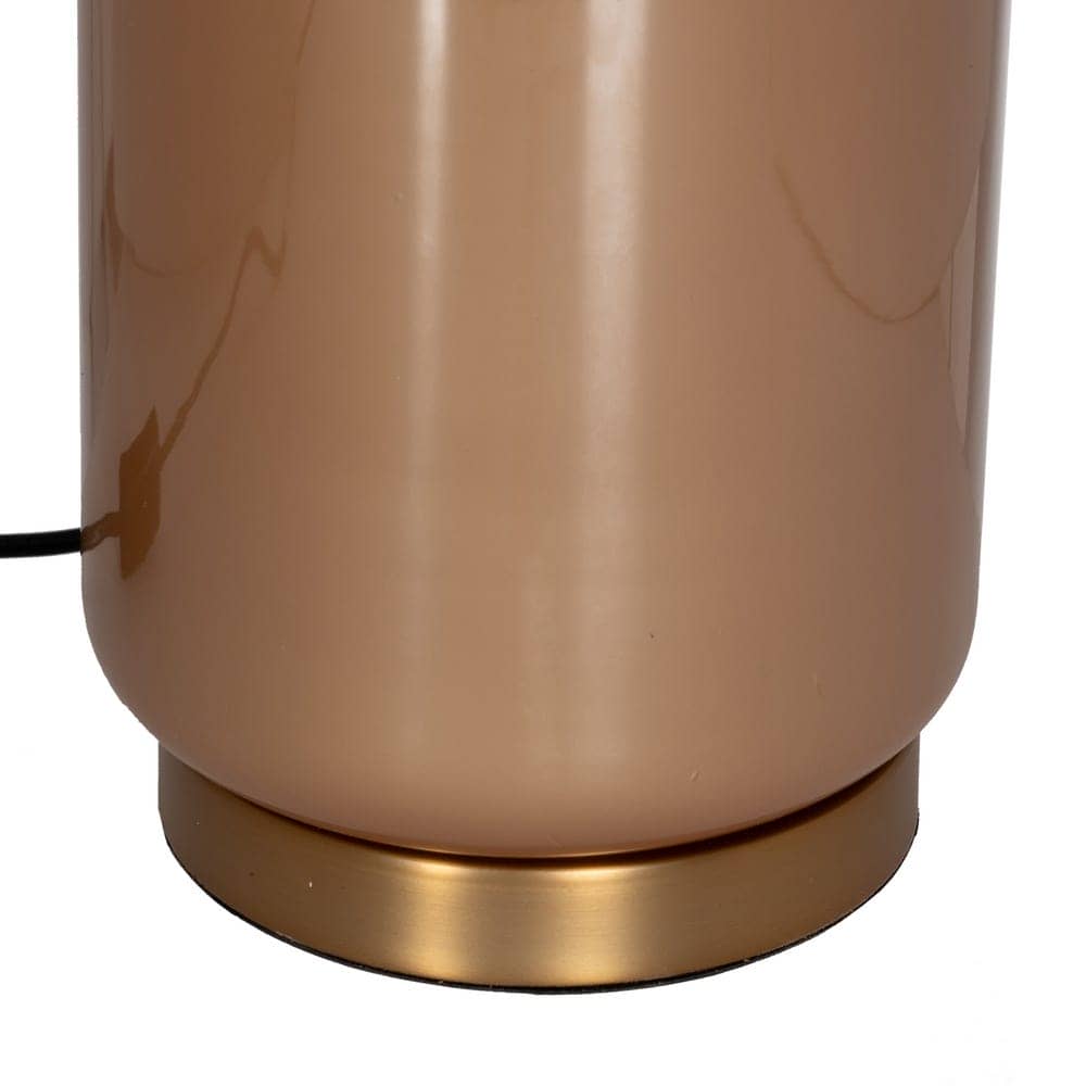 Lámpara de Mesa de Cristal Beige-Dorado de 68,5 cm - Elegante Tulipa de Tejido y Base de Cristal, Ideal para Decoración Moderna - Imagen 5