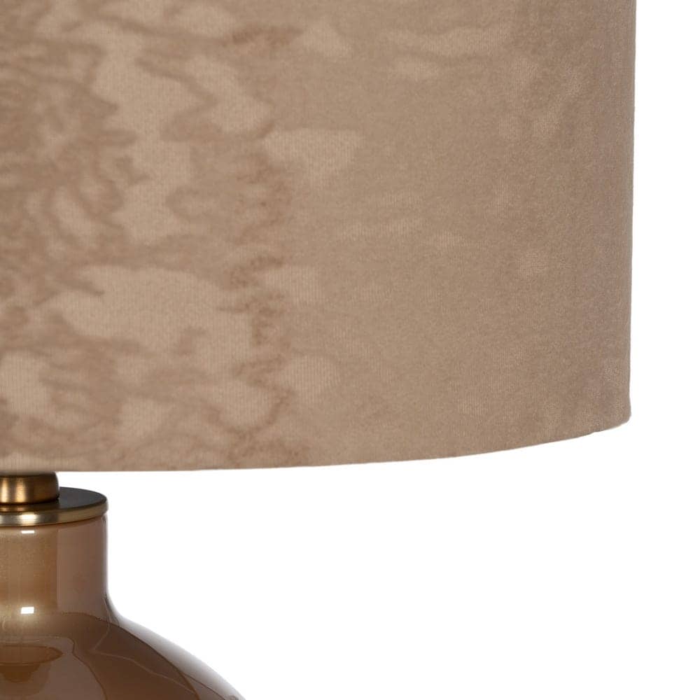 Lámpara de Mesa de Cristal Beige-Dorado de 68,5 cm - Elegante Tulipa de Tejido y Base de Cristal, Ideal para Decoración Moderna - Imagen 6