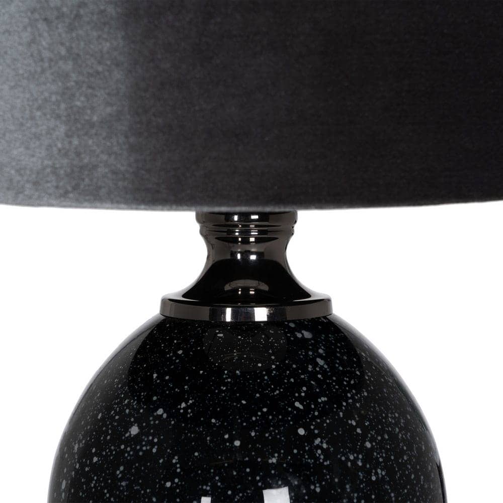 Lámpara de Mesa de Cristal Negro-Gris de 64 cm - Elegante y Moderna con Tulipa de Tejido y Base de Cristal - Ideal para Decoración de Interiores - Imagen 3
