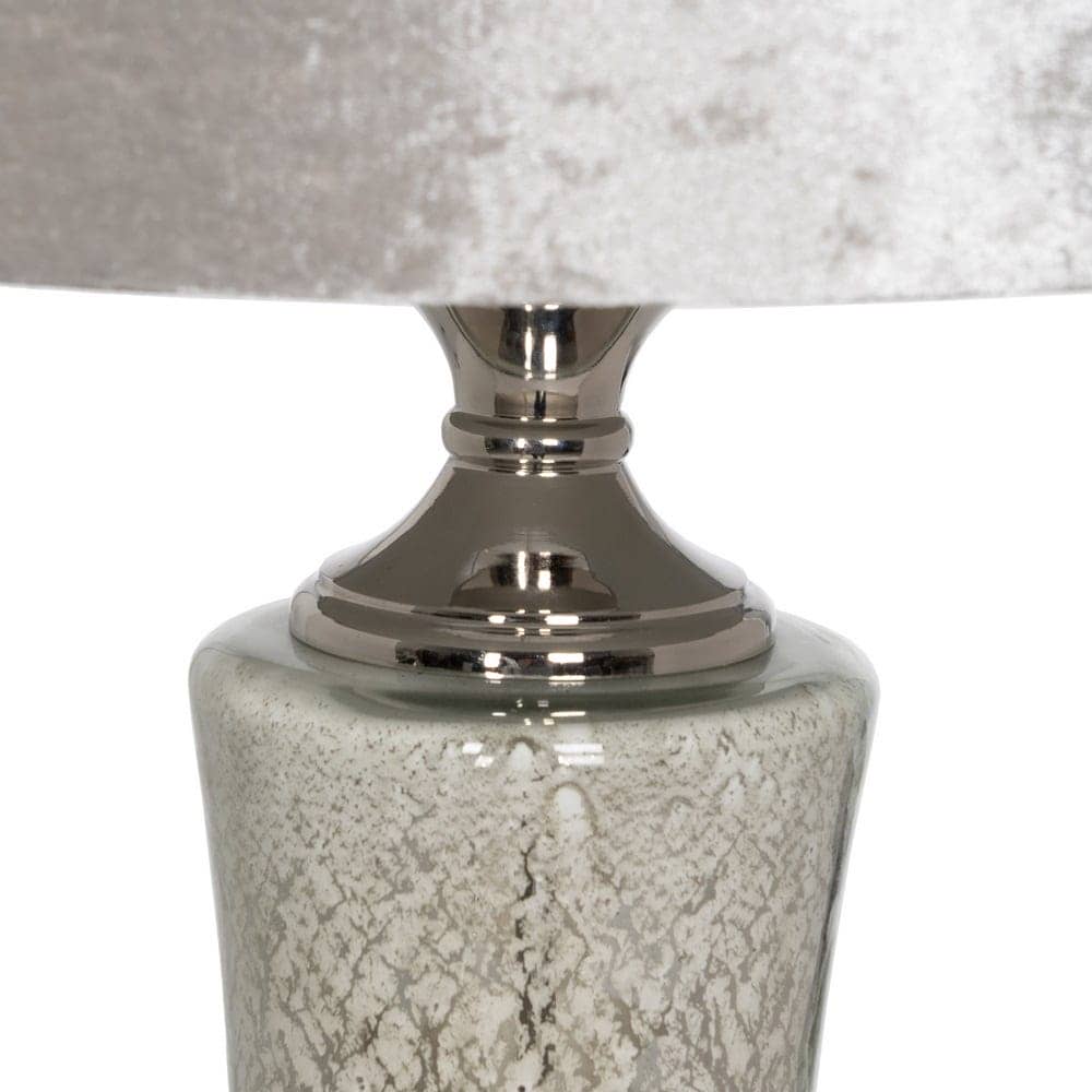 Lámpara de Mesa de Cristal Plata 80 cm - Elegante Tulipa de Tejido y Base de Cristal, Ideal para Decoración Moderna - Imagen 3