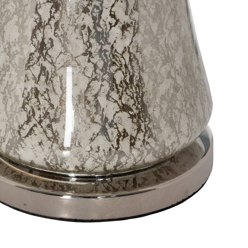 Lámpara de Mesa de Cristal Plata 80 cm - Elegante Tulipa de Tejido y Base de Cristal, Ideal para Decoración Moderna - Imagen 4