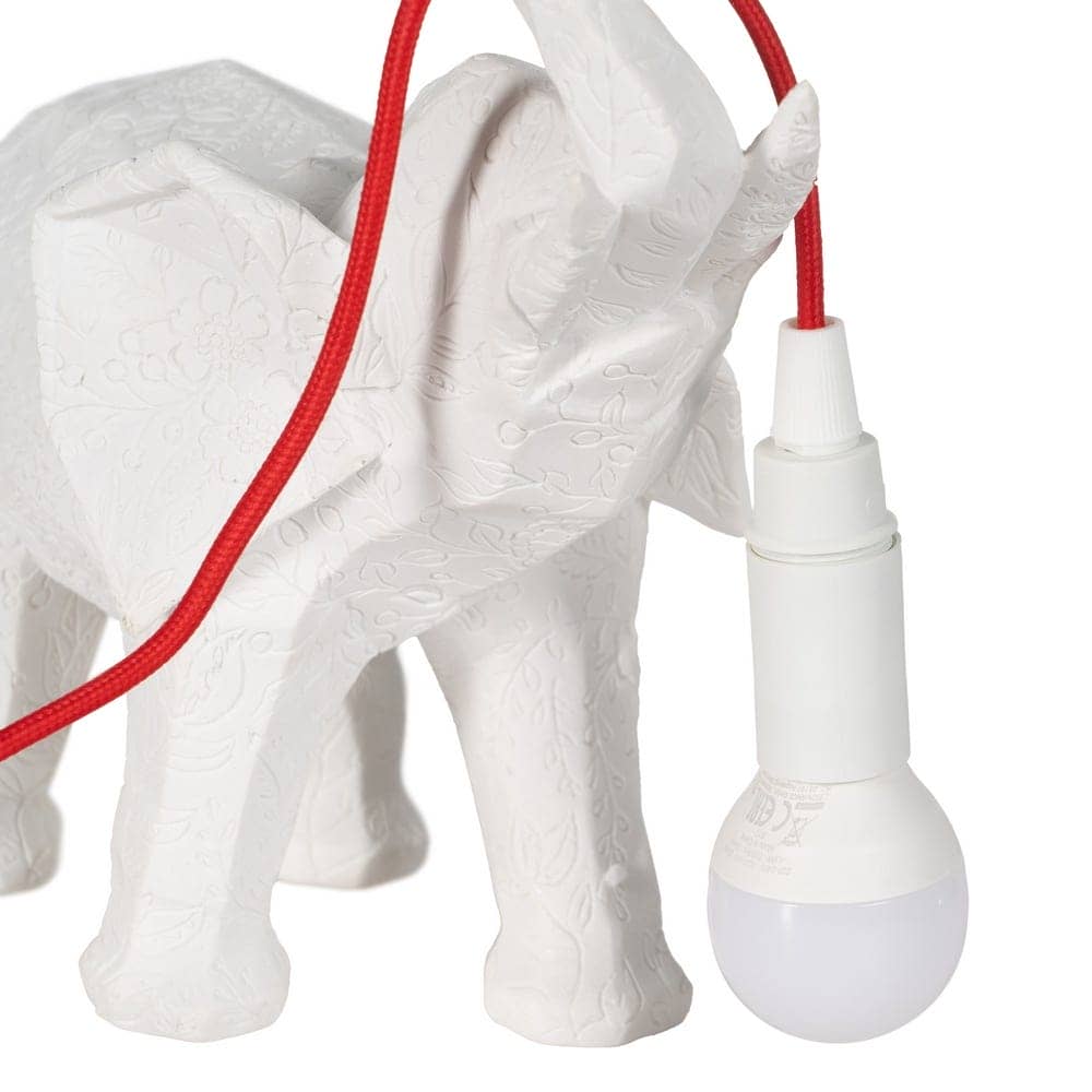 Lámpara de Mesa Elefante Blanco de Poliresina - 24,5 cm, 60W E14, Ideal para Decoración Moderna - Imagen 2