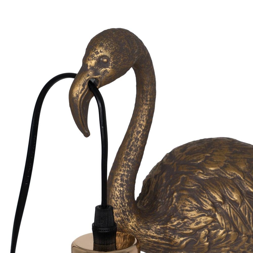 Lámpara de Mesa Flamenco en Resina de Poliésina 39,5 cm - Color Oro Viejo, Casquillo E27, Ideal para Decoración Interior - Imagen 2