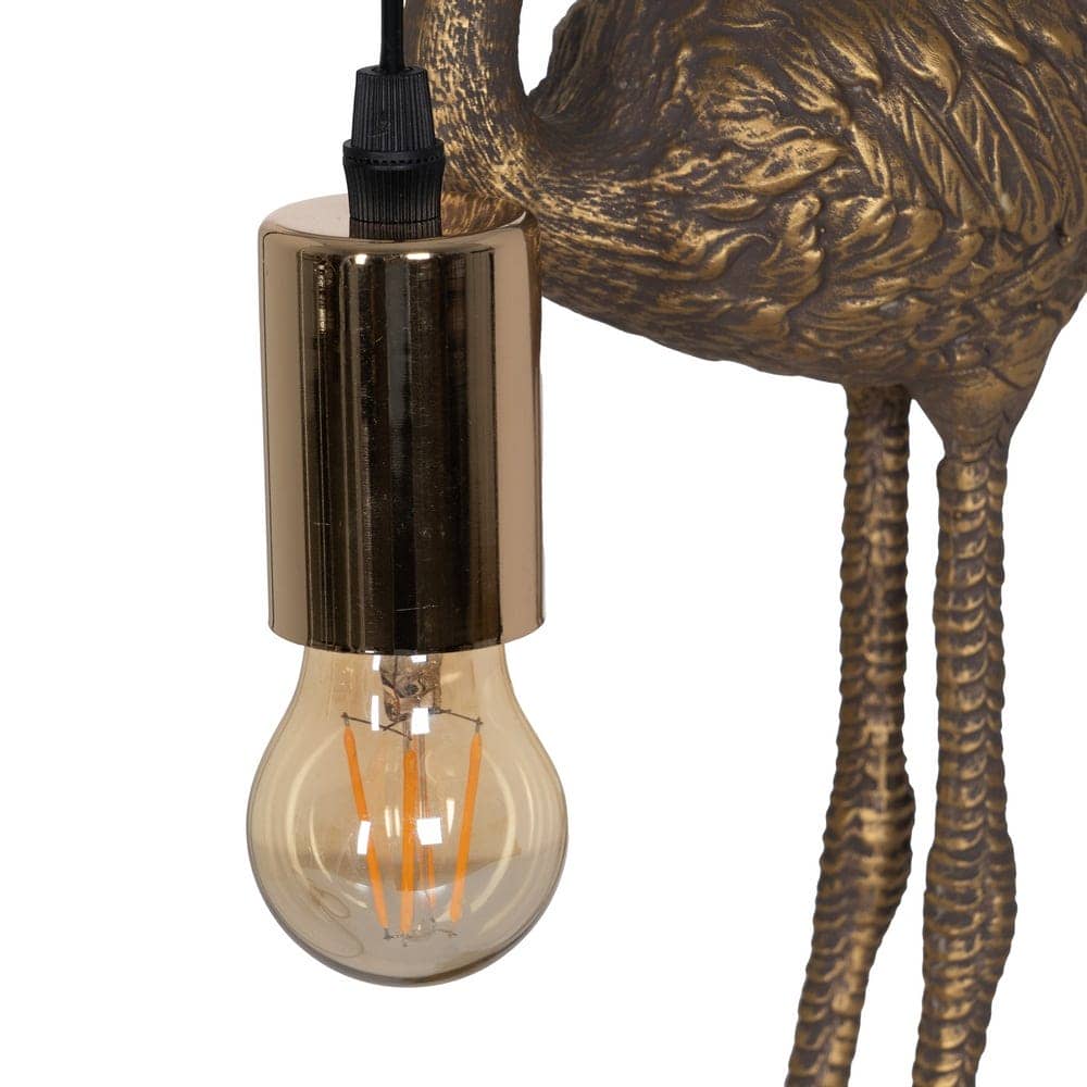 Lámpara de Mesa Flamenco en Resina de Poliésina 39,5 cm - Color Oro Viejo, Casquillo E27, Ideal para Decoración Interior - Imagen 3