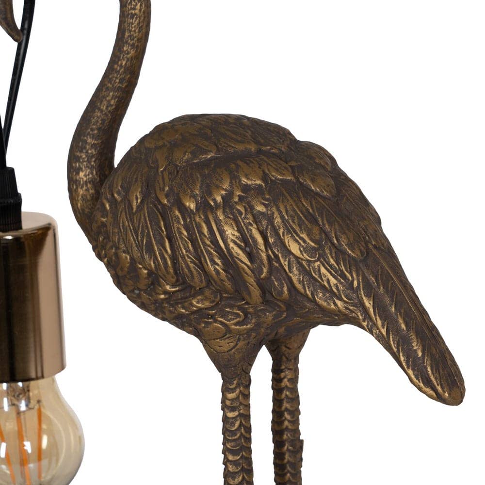 Lámpara de Mesa Flamenco en Resina de Poliésina 39,5 cm - Color Oro Viejo, Casquillo E27, Ideal para Decoración Interior - Imagen 5