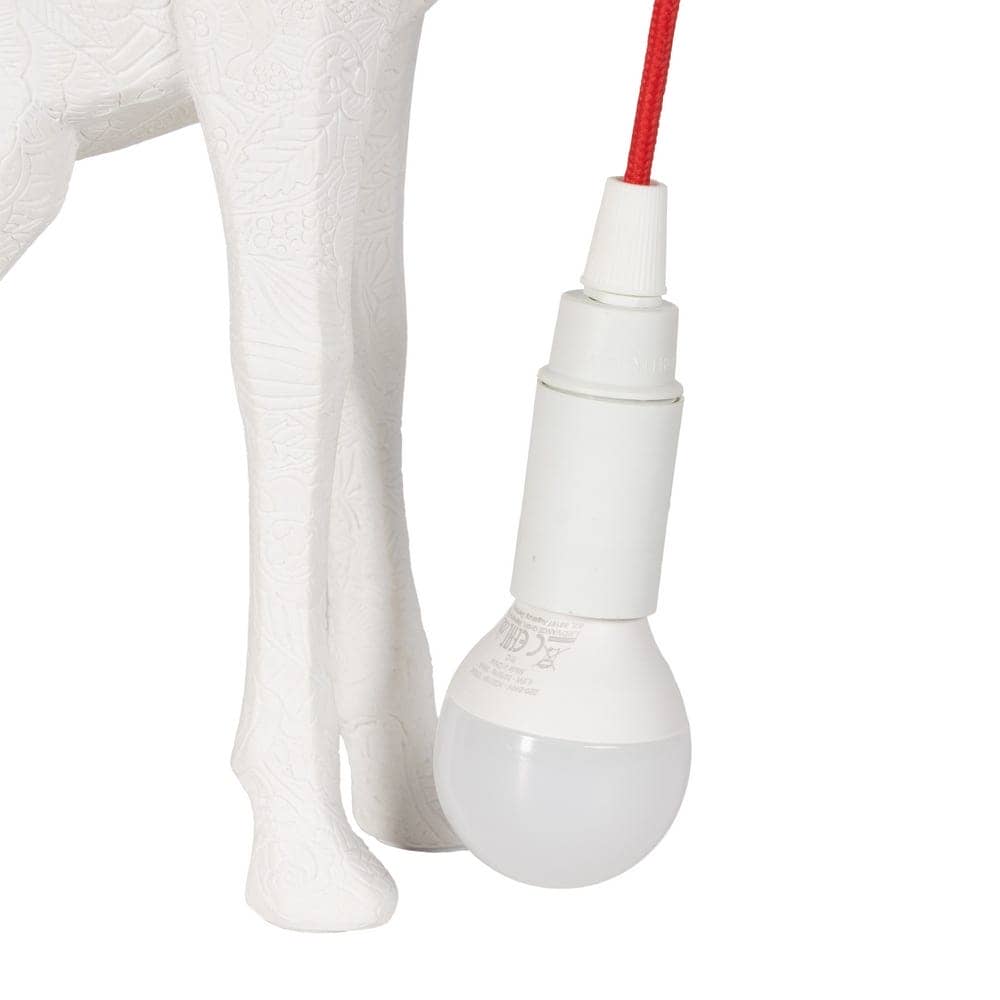 Lámpara de Mesa Giraffe Blanca de Poliresina - 29 cm, E14, 60W (No Incluida), Ideal para Decoración Moderna - Imagen 3