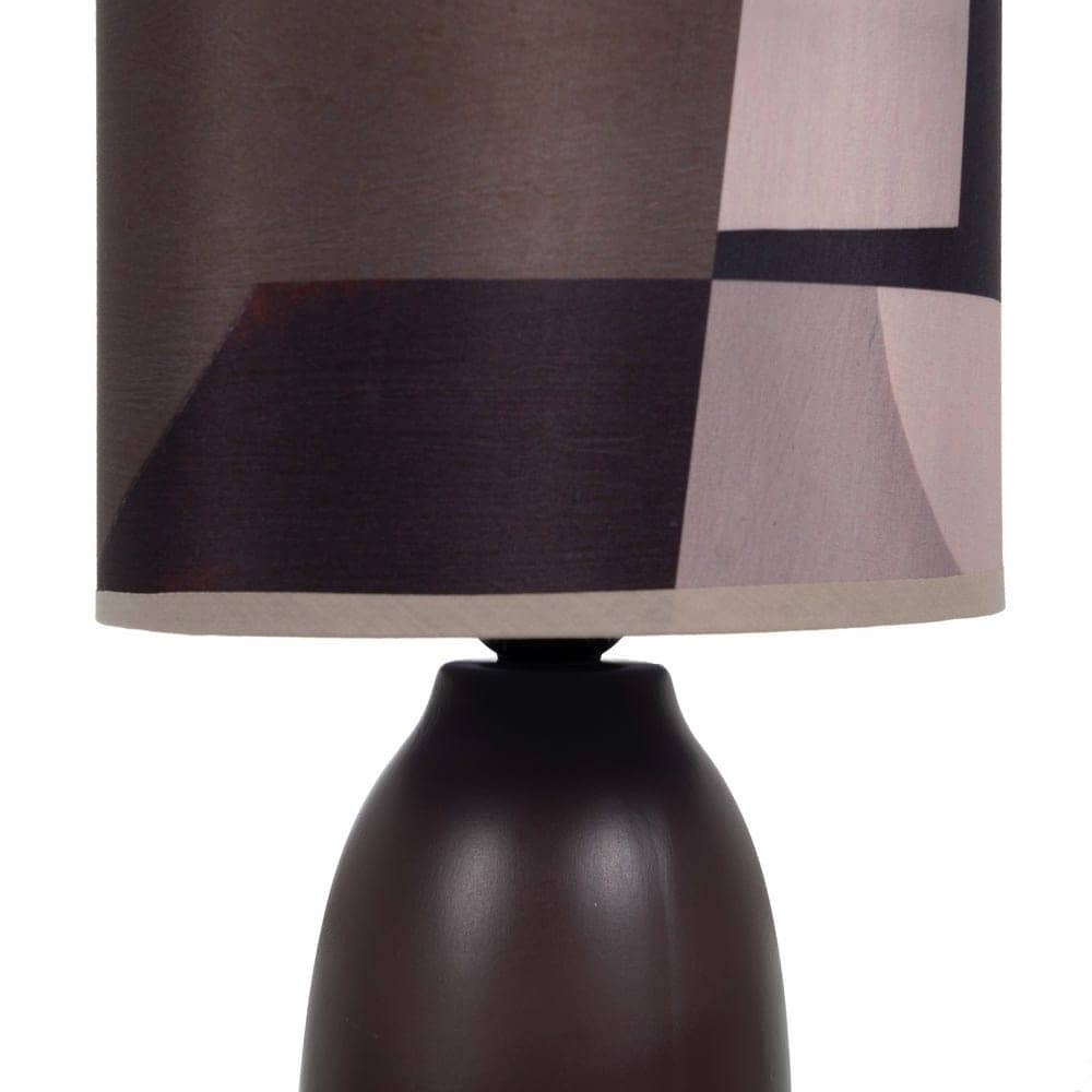 Lámpara de Mesa Marrón de Cerámica con Tulipa de Tejido 29,5 cm - Estilo Elegante y Moderno para Decoración Interior - Imagen 3