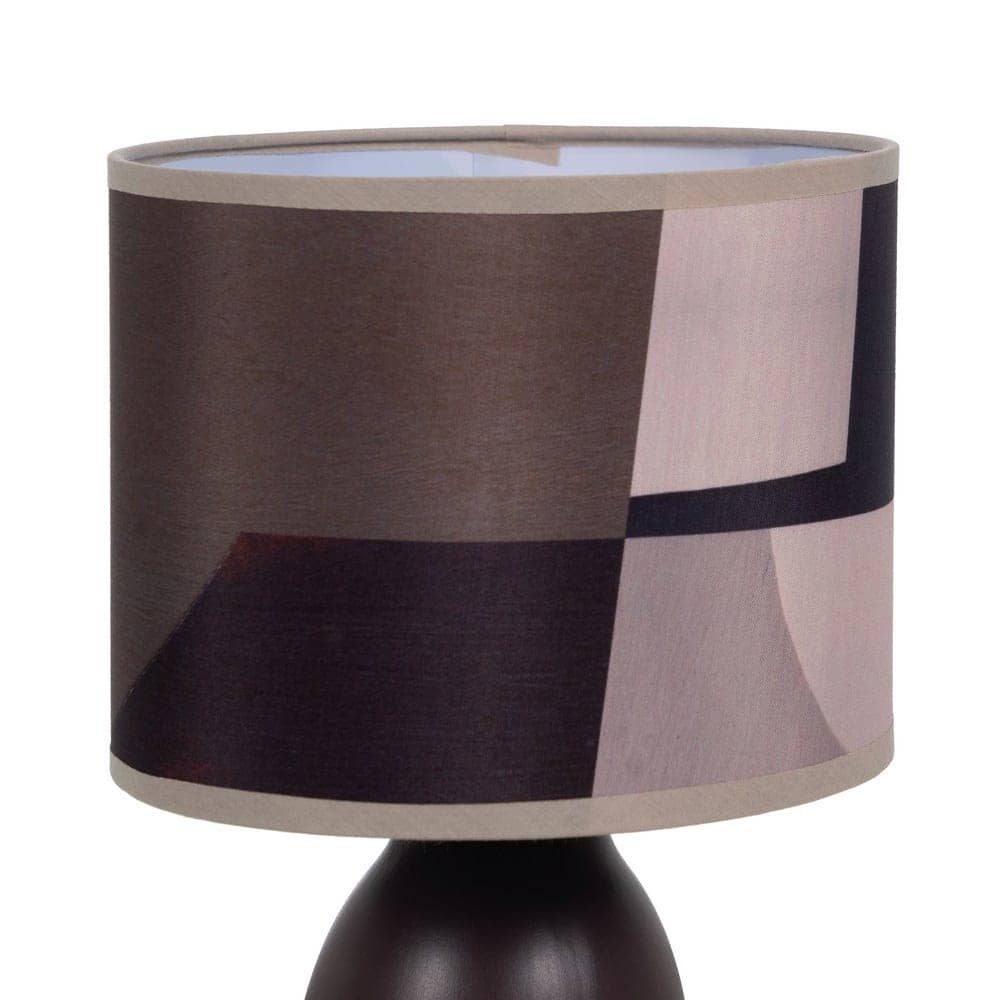 Lámpara de Mesa Marrón de Cerámica con Tulipa de Tejido 29,5 cm - Estilo Elegante y Moderno para Decoración Interior - Imagen 4