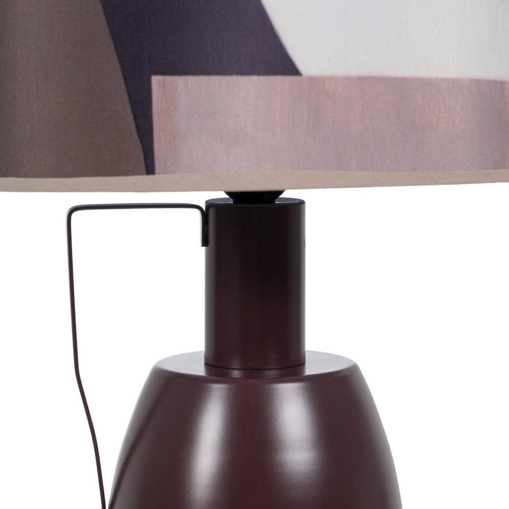 Lámpara de Mesa Marrón de Tejido y Metal de 49 cm - Elegante y Moderna con Tulipa de 30x30x20cm, Casquillo E27, Ideal para Decoración de Interiores - Imagen 3
