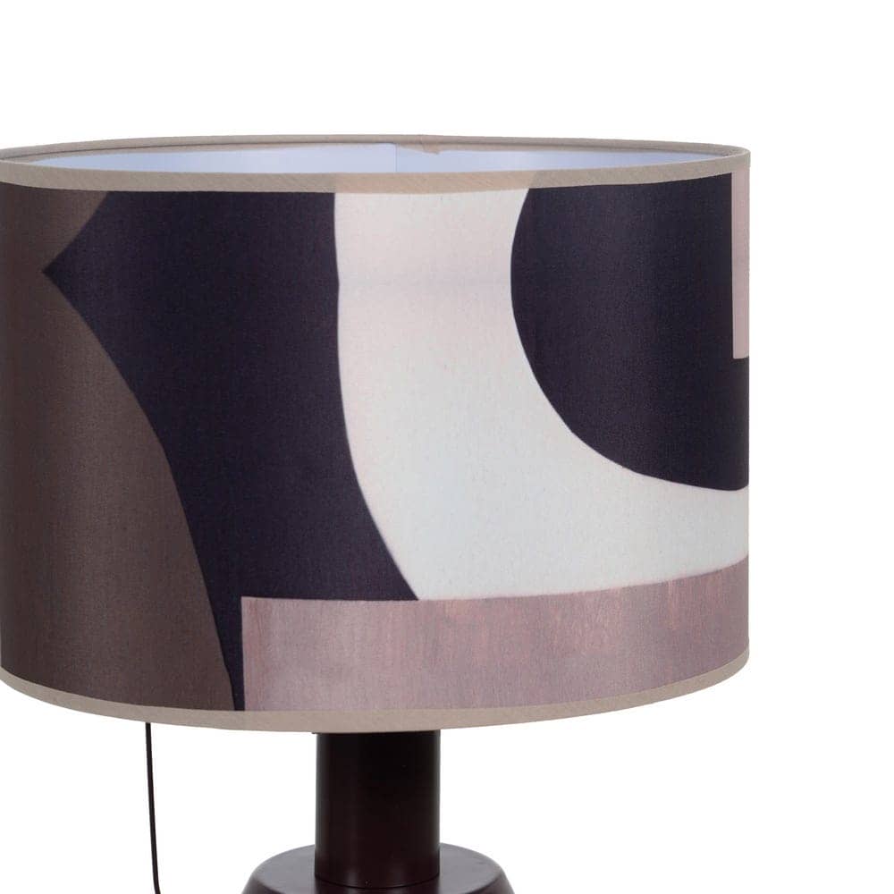 Lámpara de Mesa Marrón de Tejido y Metal de 49 cm - Elegante y Moderna con Tulipa de 30x30x20cm, Casquillo E27, Ideal para Decoración de Interiores - Imagen 4