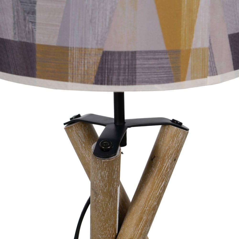 Lámpara de Mesa Natural de Tejido y Madera de Pino - 54 cm, Estilo Moderno, Casquillo E27, Ideal para Decoración de Interiores - Imagen 3