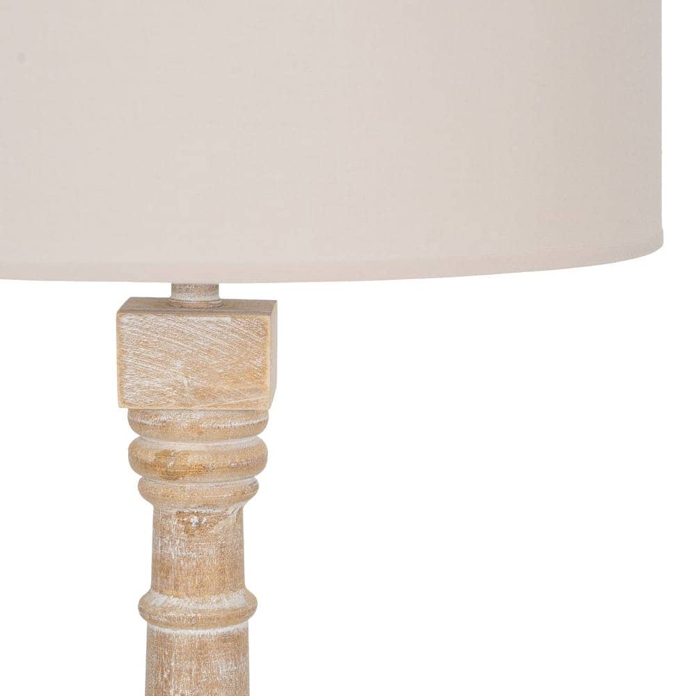 Lámpara de Mesa Natural de Madera de Roble y Tejido de Algodón y Lino - 82,5 cm, Estilo Elegante y Moderno para Decoración de Interiores - Imagen 3
