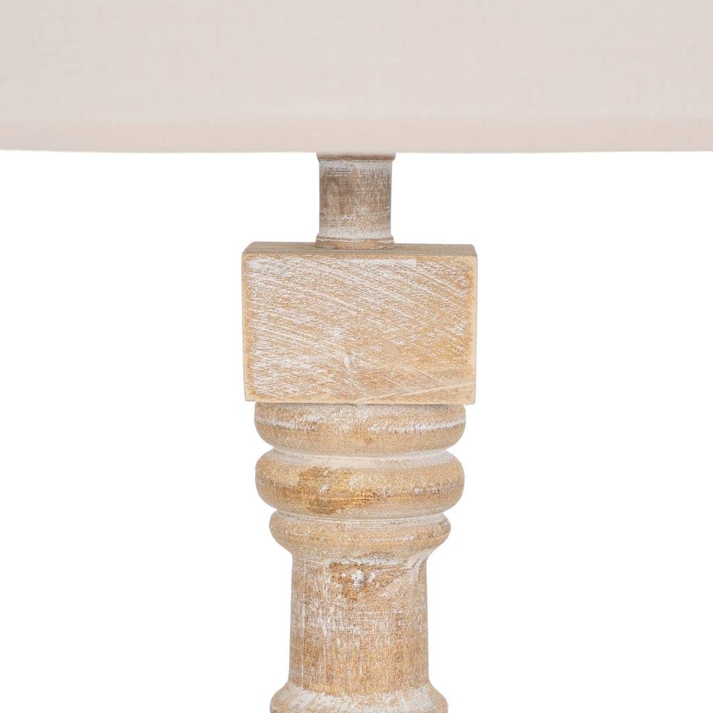 Lámpara de Mesa Natural de Madera de Roble y Tejido de Algodón y Lino - 82,5 cm, Estilo Elegante y Moderno para Decoración de Interiores - Imagen 4