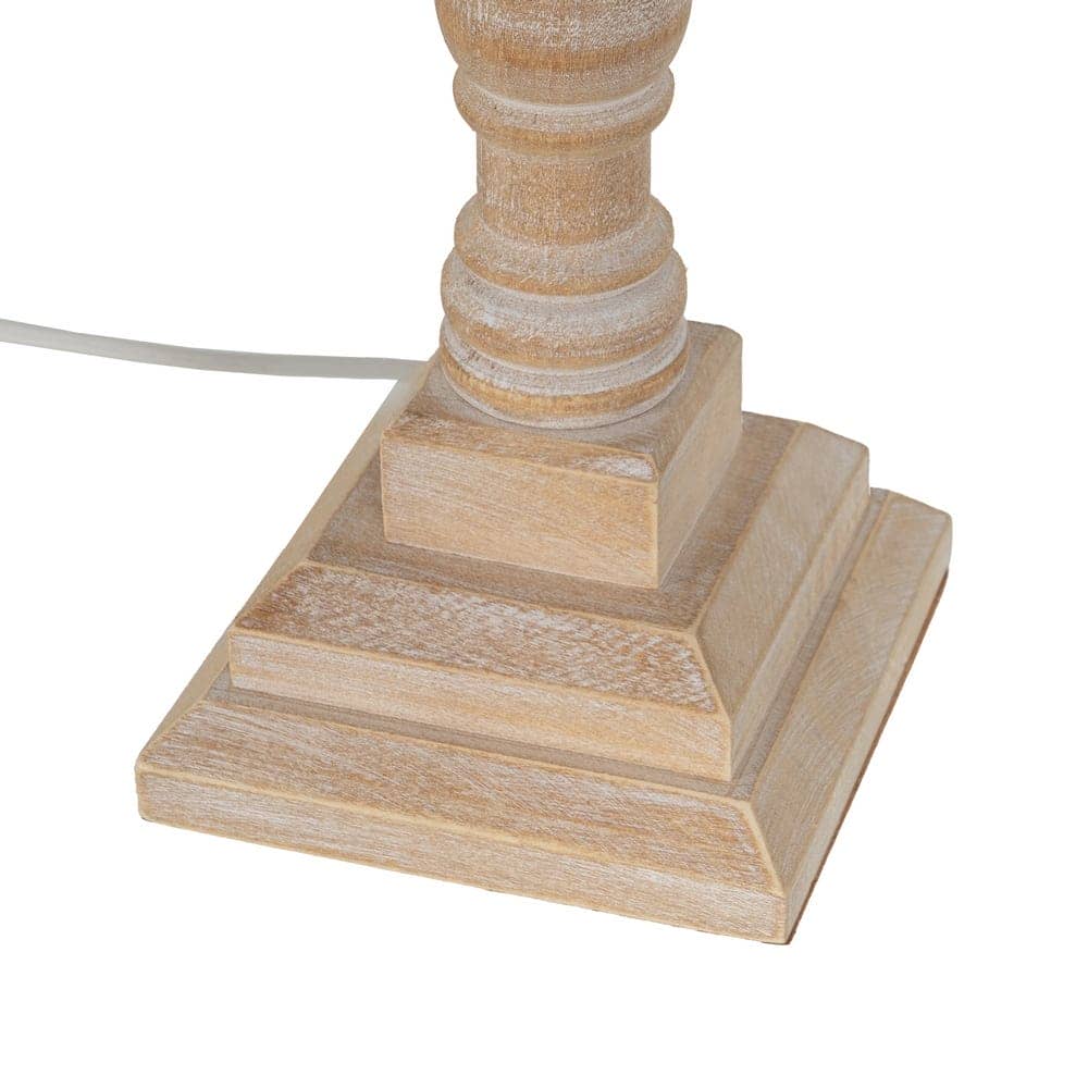 Lámpara de Mesa Natural de Madera de Roble y Tejido de Algodón y Lino - 82,5 cm, Estilo Elegante y Moderno para Decoración de Interiores - Imagen 7