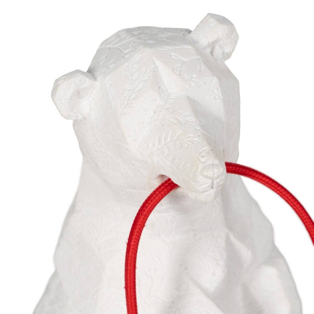 Lámpara de Mesa Oso Blanco de Poliresina 25 cm - Decoración Moderna para Hogar, Casquillo E14, 60W (No Incluida) - Imagen 2