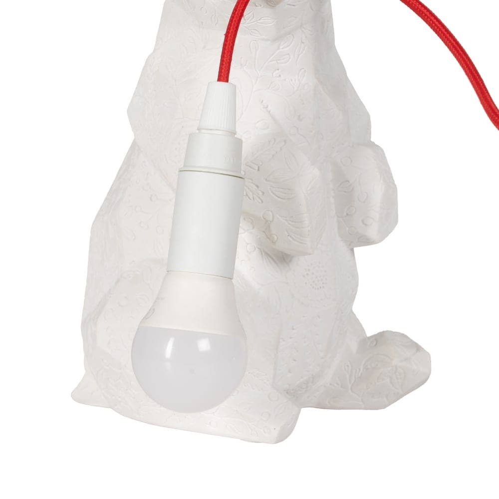 Lámpara de Mesa Oso Blanco de Poliresina 25 cm - Decoración Moderna para Hogar, Casquillo E14, 60W (No Incluida) - Imagen 3