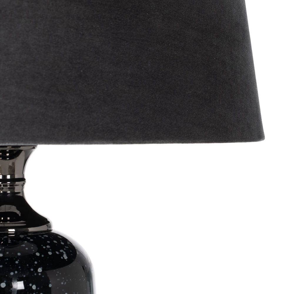 Lámpara de Pie Negra y Gris de Metal y Cristal - Diseño Moderno, 156 cm, Base de Cristal, Tulipa de Tejido, Casquillo E27, Ideal para Salón y Dormitorio - Imagen 3