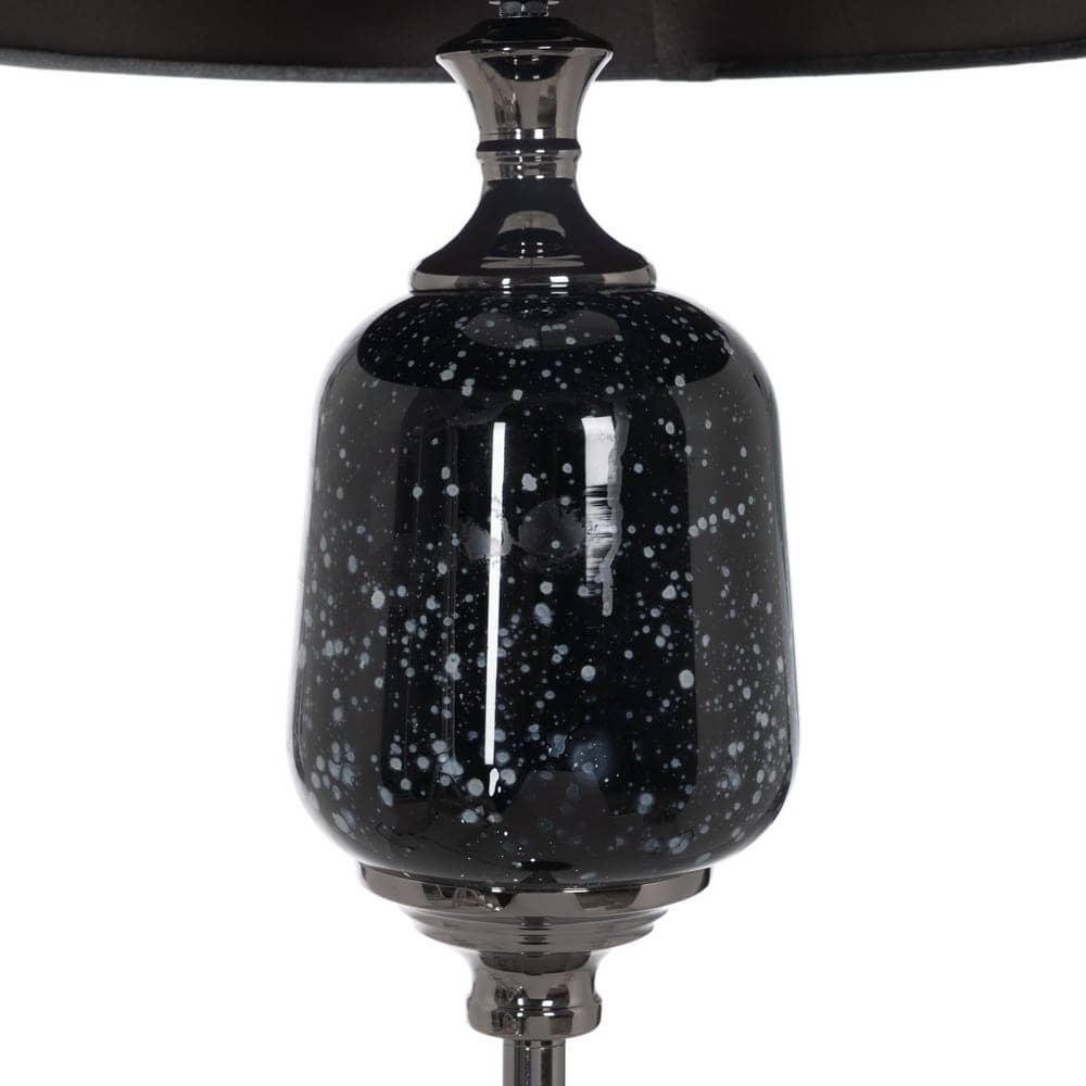 Lámpara de Pie Negra y Gris de Metal y Cristal - Diseño Moderno, 156 cm, Base de Cristal, Tulipa de Tejido, Casquillo E27, Ideal para Salón y Dormitorio - Imagen 4
