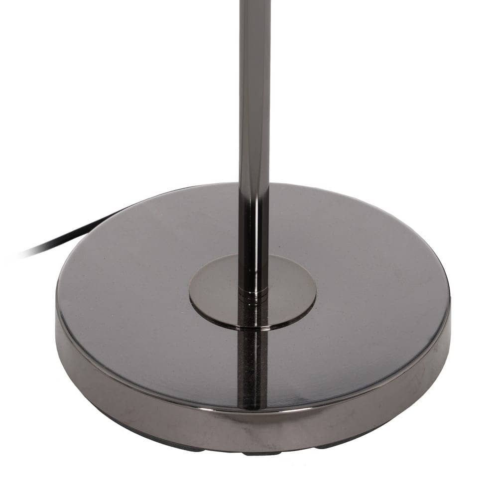 Lámpara de Pie Negra y Gris de Metal y Cristal - Diseño Moderno, 156 cm, Base de Cristal, Tulipa de Tejido, Casquillo E27, Ideal para Salón y Dormitorio - Imagen 6