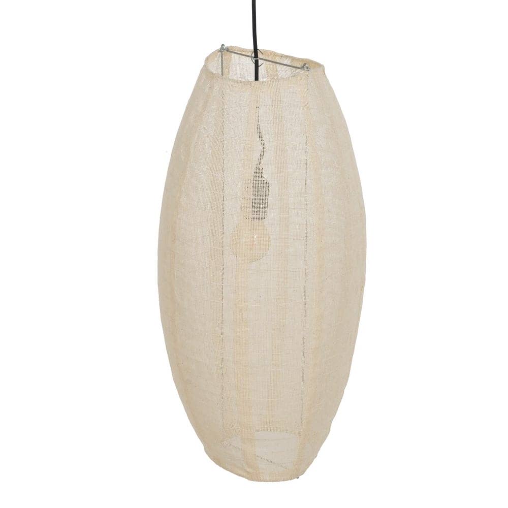 Lámpara de Techo Beige de Tejido y Metal E27 - 59,5 cm, Ideal para Decoración Moderna - Imagen 2