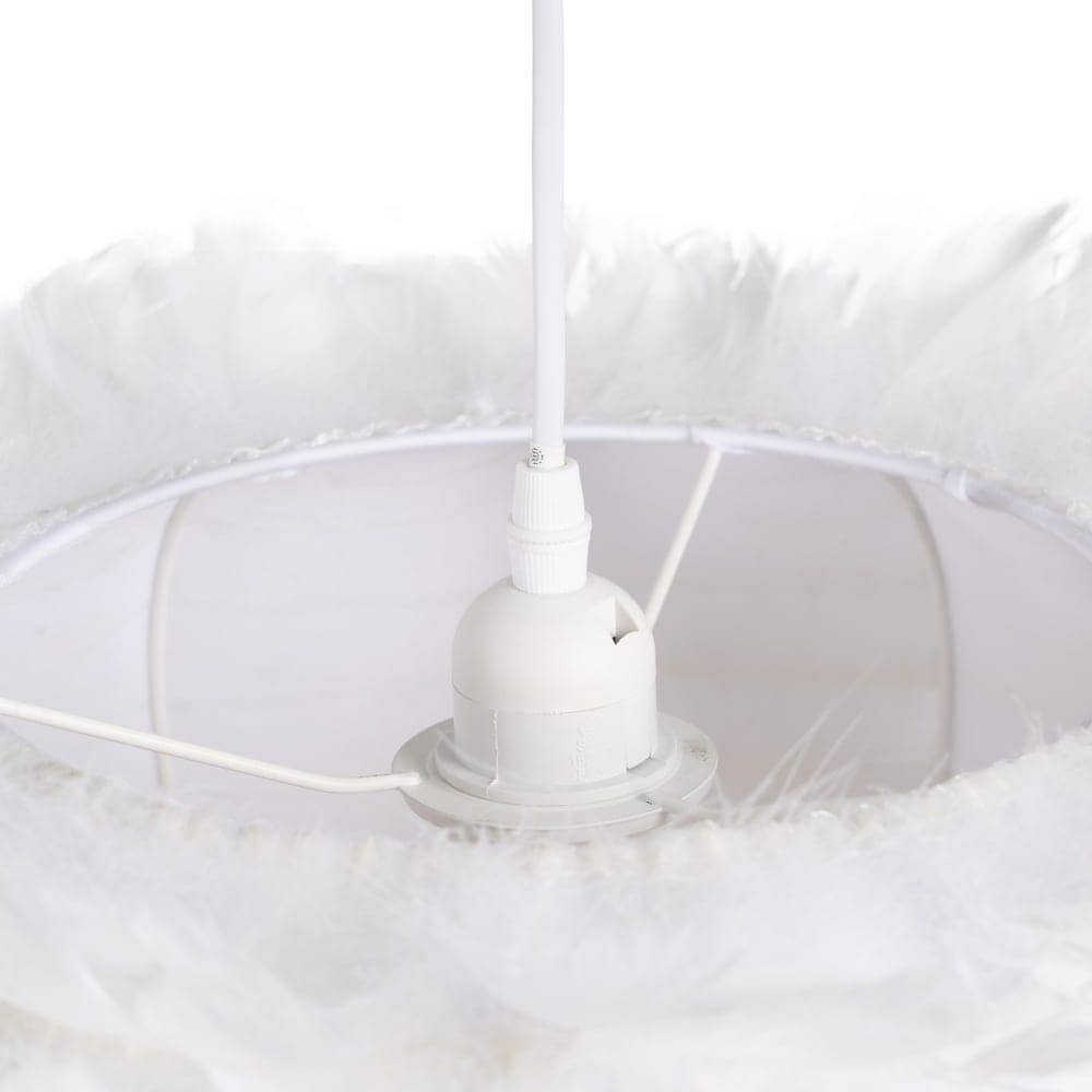 Lámpara de Techo Blanca y Dorada con Plumas de 25 cm - Diseño Elegante, Voltaje 220-240V, Casquillo E27, Ideal para Decoración Moderna - Imagen 4