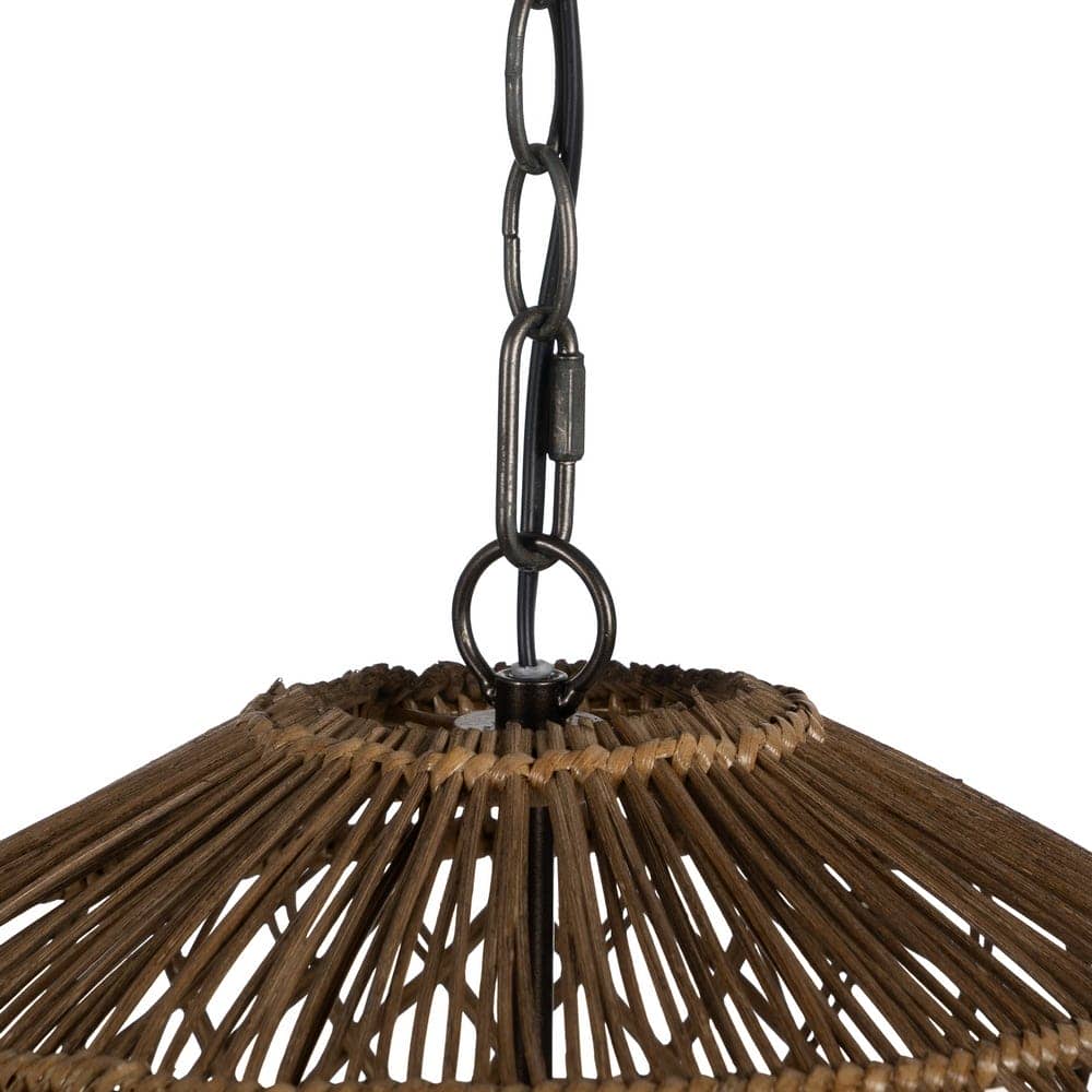 Lámpara de Techo con Cuentas Naturales de Madera y Metal - 52 cm, Estilo Rústico, Casquillo E27, Ideal para Decoración de Interiores - Imagen 5