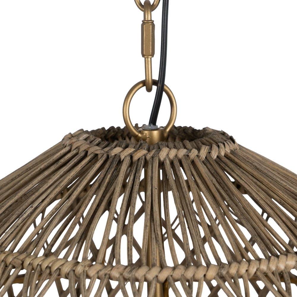 Lámpara de Techo con Cuentas Naturales de Madera y Metal - 71 cm, Estilo Rústico, Casquillo E27, Ideal para Decoración de Interiores - Imagen 5