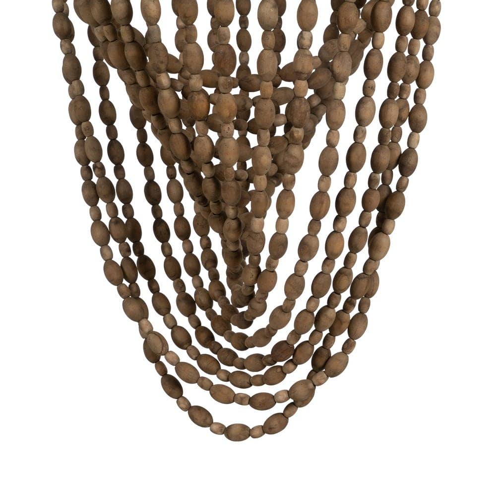 Lámpara de Techo con Cuentas Naturales de Madera y Metal - 88 cm, Estilo Rústico, Casquillo E27, Ideal para Decoración de Interiores - Imagen 3