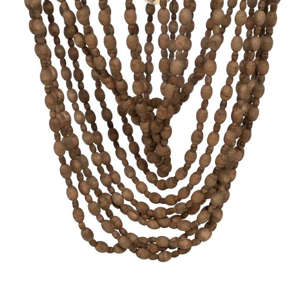 Lámpara de Techo de Cuentas Naturales en Madera y Ratán - Diseño Elegante de 76 cm, E27, 1x40W, Ideal para Decoración Interior - Imagen 3