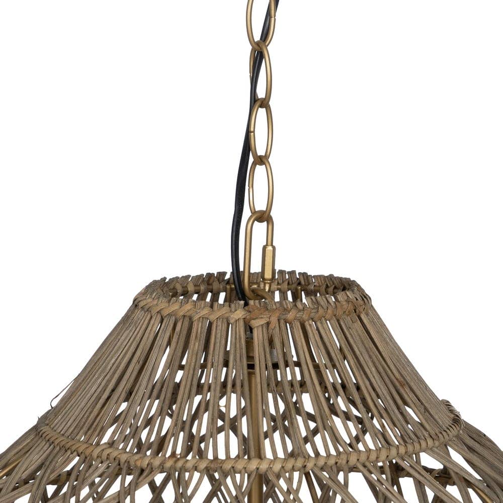Lámpara de Techo de Cuentas Naturales en Madera y Ratán - Diseño Elegante de 76 cm, E27, 1x40W, Ideal para Decoración Interior - Imagen 6