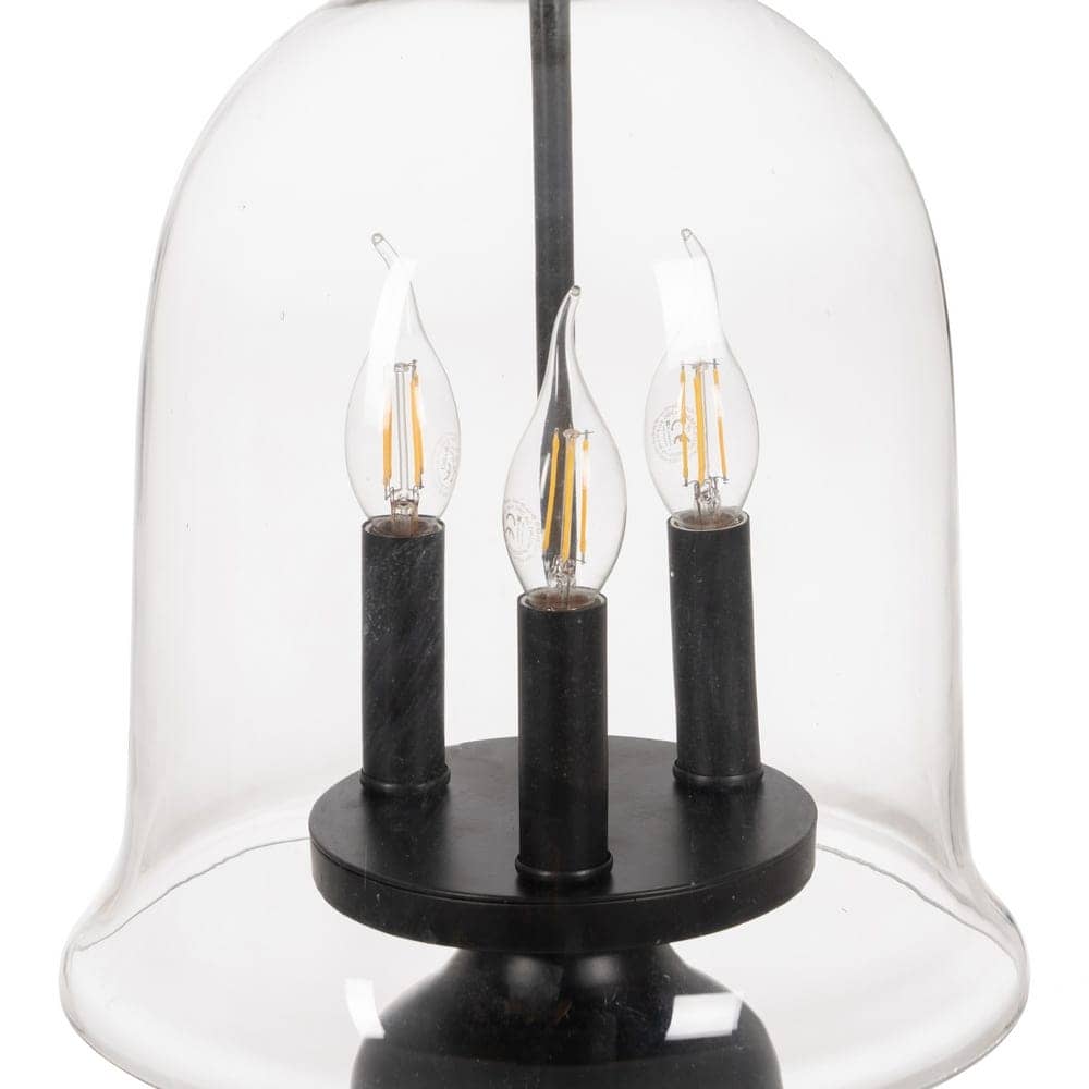 Lámpara de Techo Negra y de Cristal de 54 cm - Diseño Moderno, Material de Hierro y Cristal, Casquillo E14 (3 Bombillas 40W No Incluidas) - Imagen 2