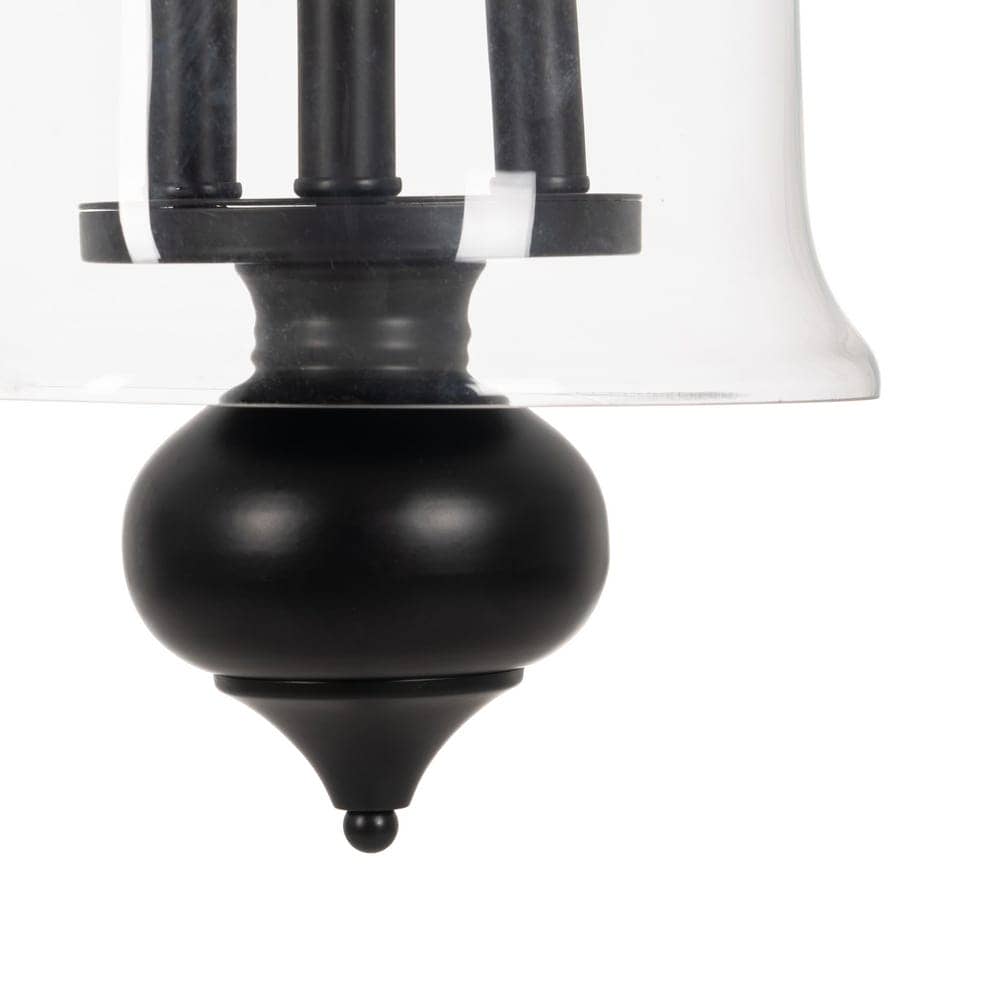 Lámpara de Techo Negra y de Cristal de 54 cm - Diseño Moderno, Material de Hierro y Cristal, Casquillo E14 (3 Bombillas 40W No Incluidas) - Imagen 3