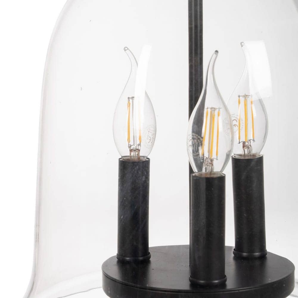 Lámpara de Techo Negra y de Cristal de 54 cm - Diseño Moderno, Material de Hierro y Cristal, Casquillo E14 (3 Bombillas 40W No Incluidas) - Imagen 5