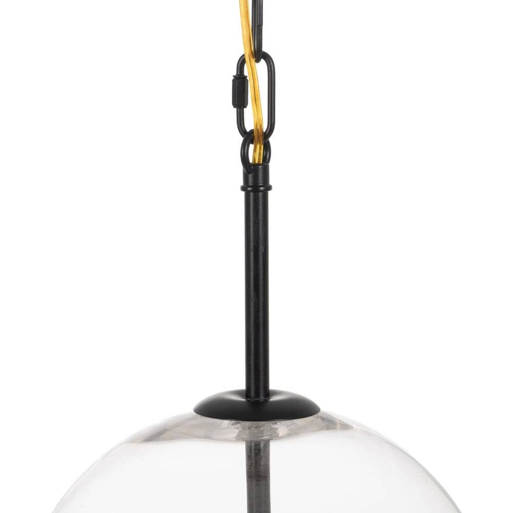 Lámpara de Techo Negra y de Cristal de 54 cm - Diseño Moderno, Material de Hierro y Cristal, Casquillo E14 (3 Bombillas 40W No Incluidas) - Imagen 6