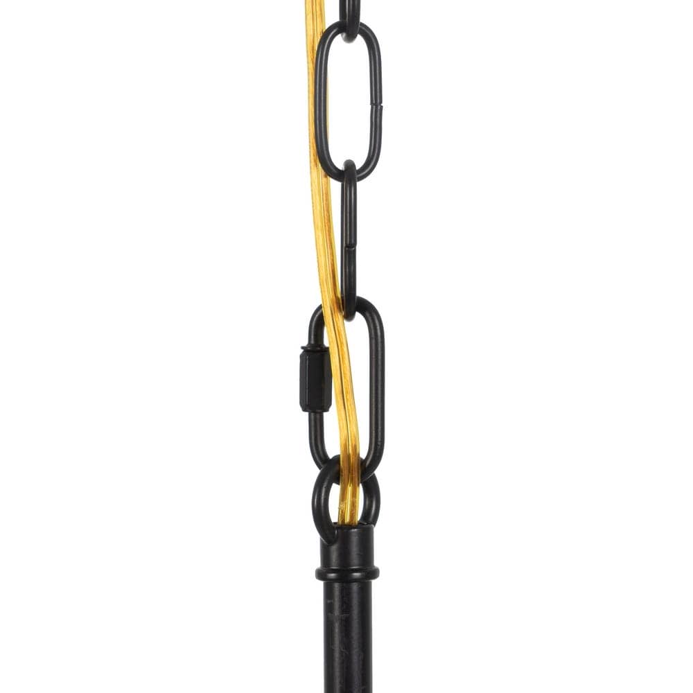 Lámpara de Techo Negra y de Cristal de 54 cm - Diseño Moderno, Material de Hierro y Cristal, Casquillo E14 (3 Bombillas 40W No Incluidas) - Imagen 7