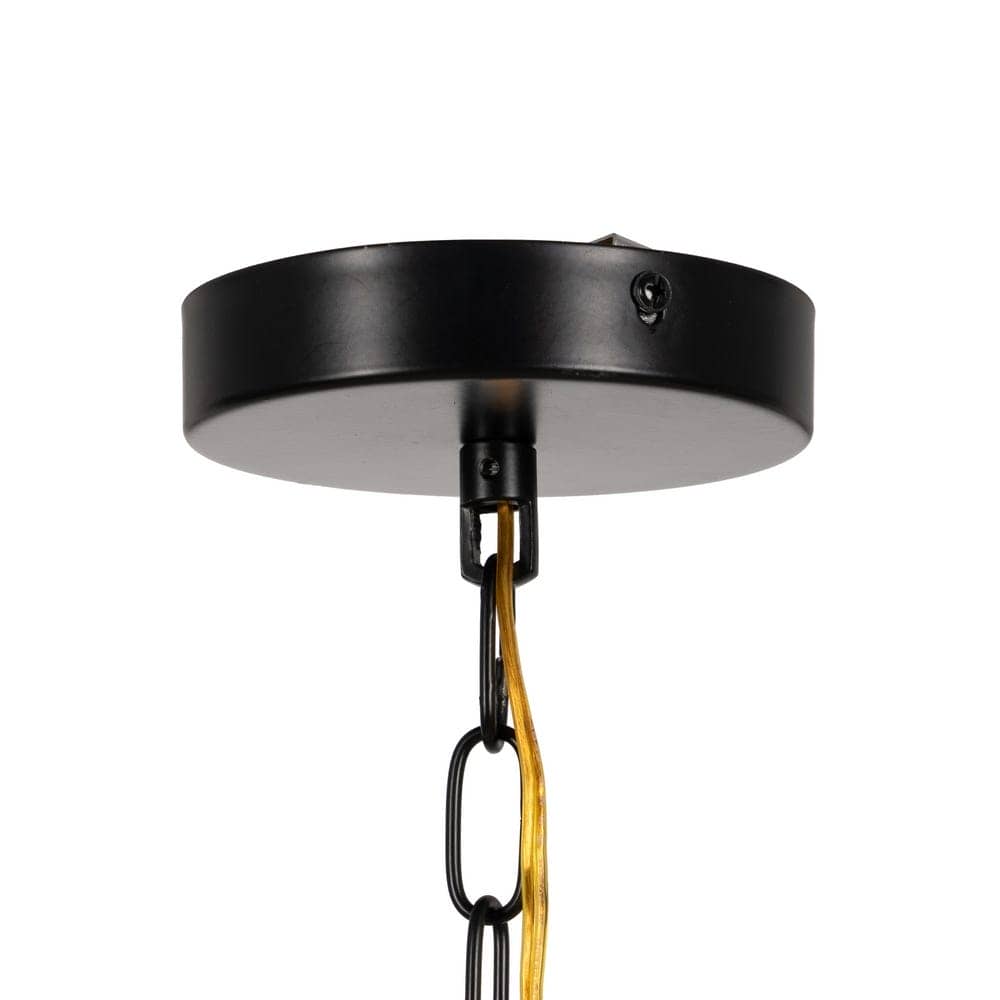 Lámpara de Techo Negra y de Cristal de 54 cm - Diseño Moderno, Material de Hierro y Cristal, Casquillo E14 (3 Bombillas 40W No Incluidas) - Imagen 8
