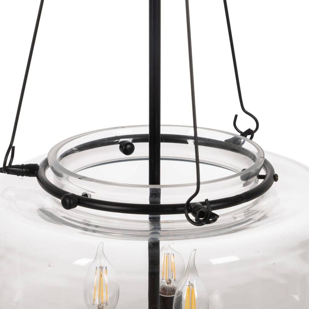 Lámpara de Techo Negra y de Cristal de 72 cm - Diseño Moderno en Hierro y Cristal, Casquillo E14, Ideal para Iluminar tu Hogar - Imagen 2