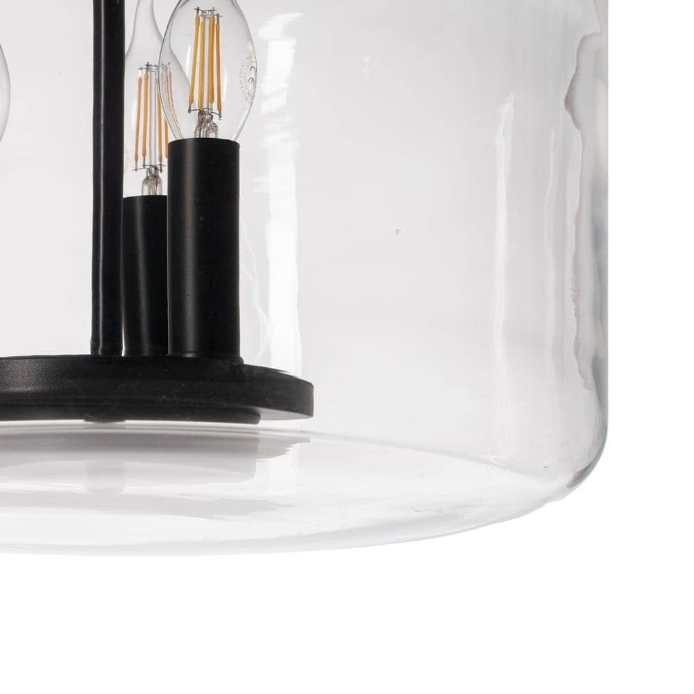 Lámpara de Techo Negra y de Cristal de 72 cm - Diseño Moderno en Hierro y Cristal, Casquillo E14, Ideal para Iluminar tu Hogar - Imagen 4