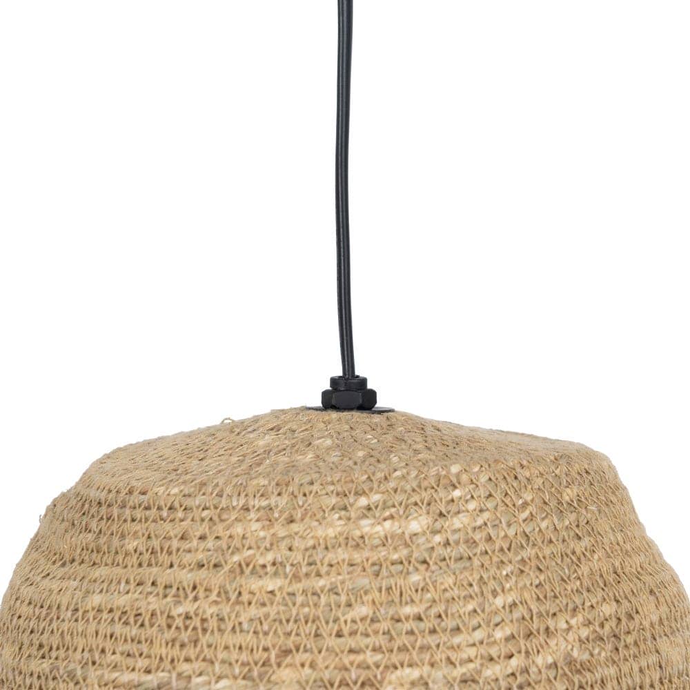 Lámpara de Techo de Fibra Natural y Hierro - Diseño Elegante de 20 cm, Casquillo E27, Ideal para Iluminar tu Hogar - Imagen 3