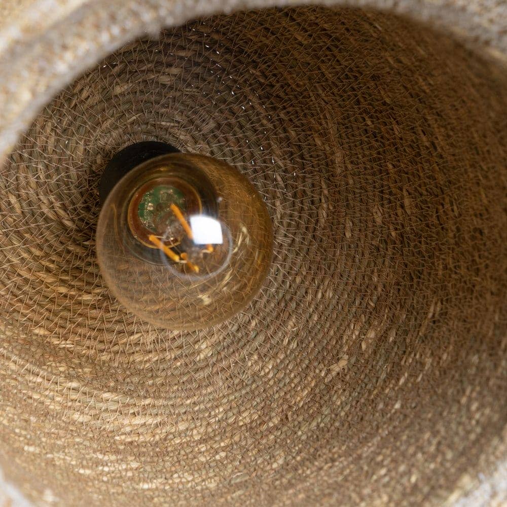 Lámpara de Techo de Fibra Natural y Hierro - Diseño Elegante de 20 cm, Casquillo E27, Ideal para Iluminar tu Hogar - Imagen 6