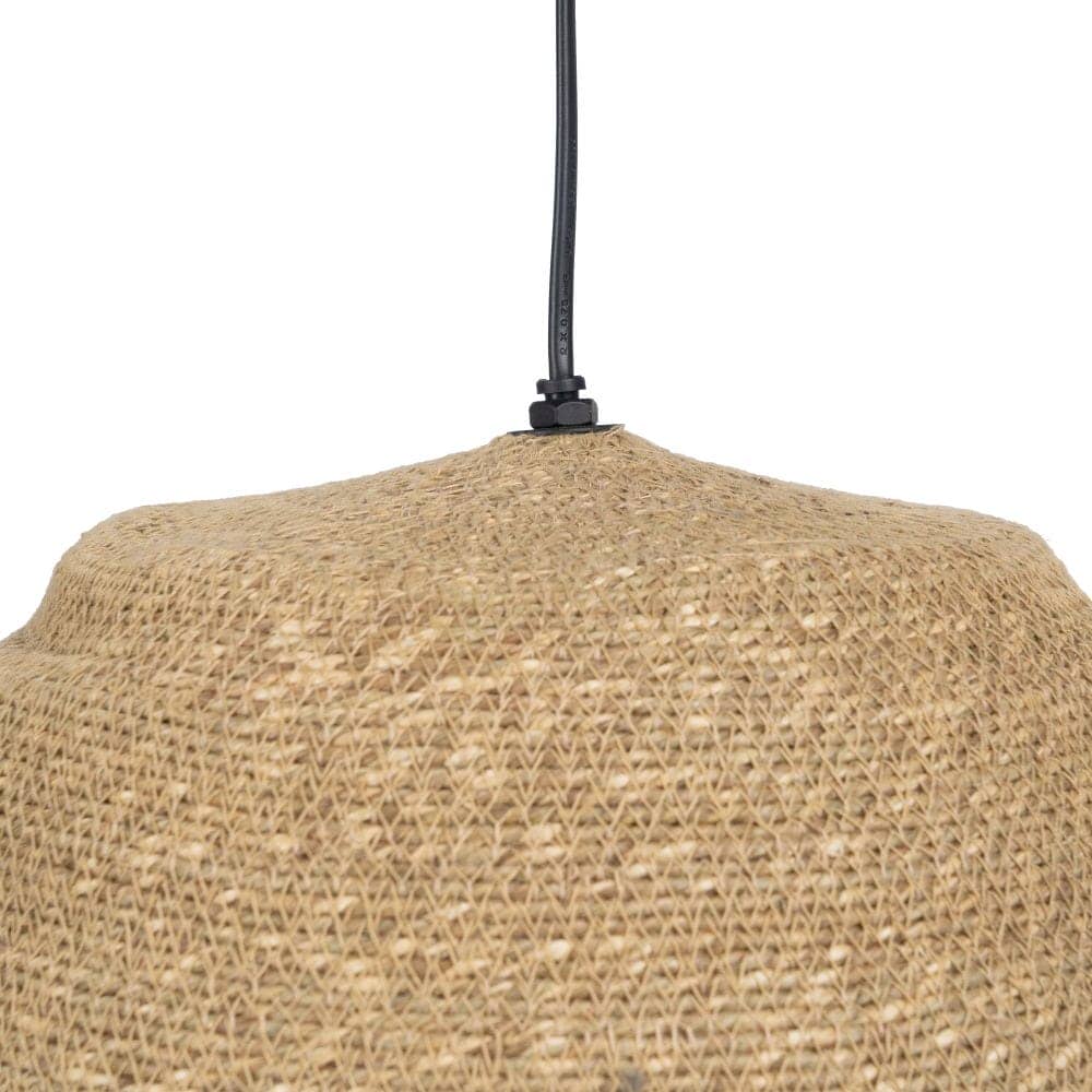 Lámpara de Techo de Fibra Natural y Hierro - Diseño Elegante de 30 cm, Casquillo E27, Ideal para Iluminación Moderna - Imagen 3