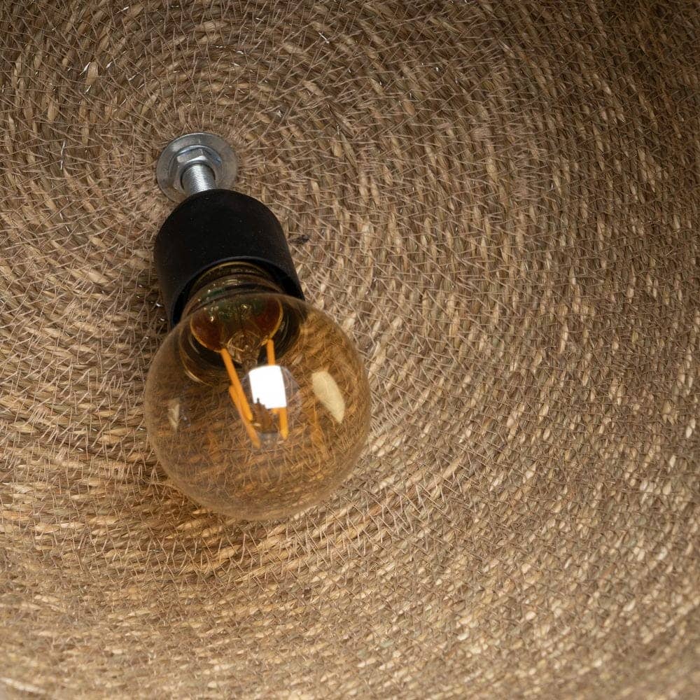 Lámpara de Techo de Fibra Natural y Hierro - Diseño Elegante de 30 cm, Casquillo E27, Ideal para Iluminación Moderna - Imagen 6