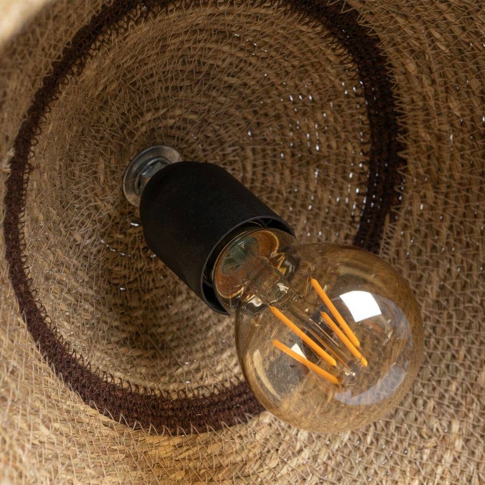 Lámpara de Techo de Fibra Natural y Hierro - Diseño Elegante de 32 cm, Casquillo E27, Ideal para Iluminación Moderna - Imagen 6