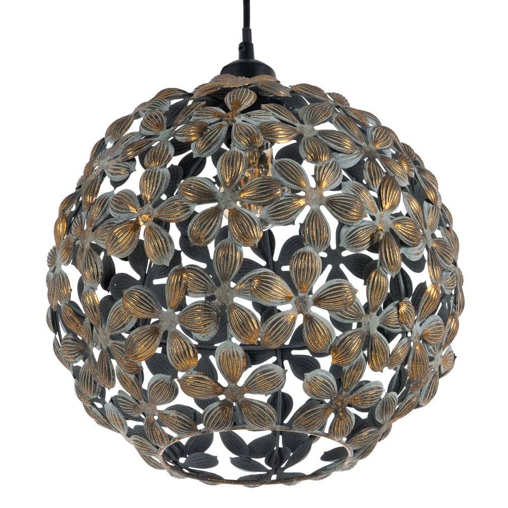 Lámpara de Techo en Oro Viejo de Hierro - 34 cm, Casquillo E27, Cable Negro de 115 cm - Estilo Vintage para Iluminar tu Hogar - Imagen 2