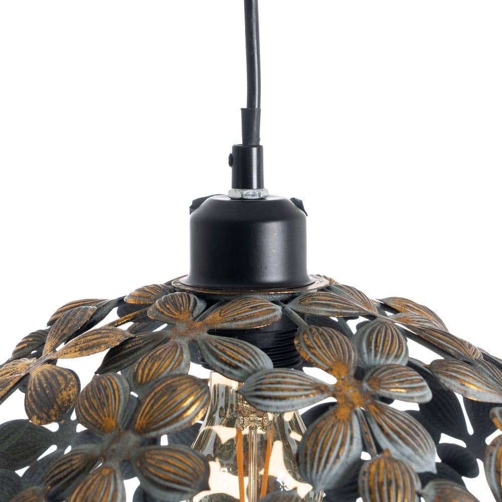 Lámpara de Techo en Oro Viejo de Hierro - 34 cm, Casquillo E27, Cable Negro de 115 cm - Estilo Vintage para Iluminar tu Hogar - Imagen 3