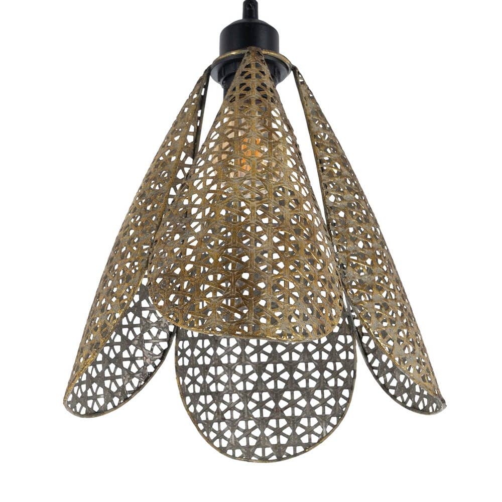 Lámpara de Techo de Metal en Oro y Plata - 31,5 cm, Casquillo E27, 40W, Cable Negro de 115 cm - Imagen 2