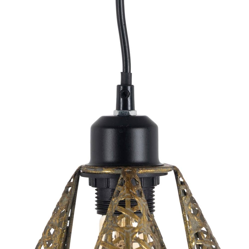 Lámpara de Techo de Metal en Oro y Plata - 31,5 cm, Casquillo E27, 40W, Cable Negro de 115 cm - Imagen 3