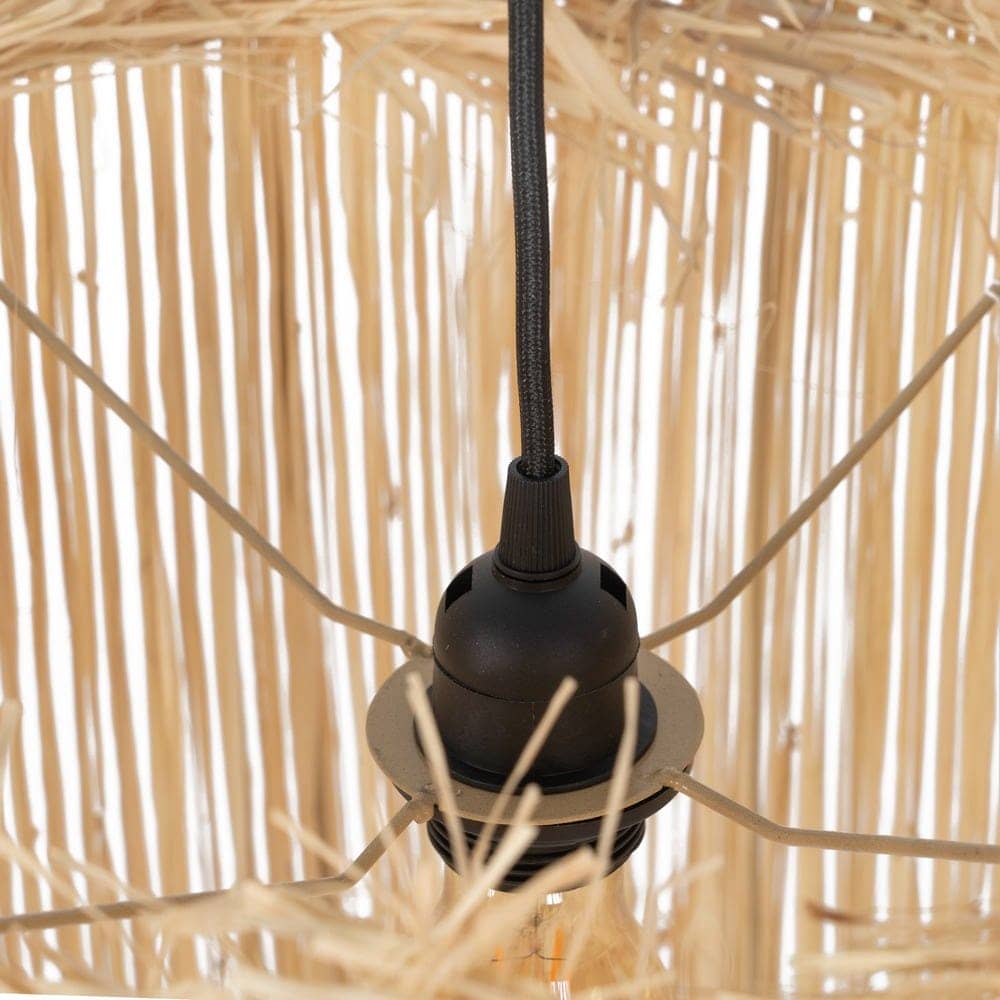 Lámpara de Techo de Fibra Natural 32 cm - Estilo Rafia, Casquillo E27, 1x40W Máx, Cable 110 cm - Decoración Moderna para Hogar - Imagen 6