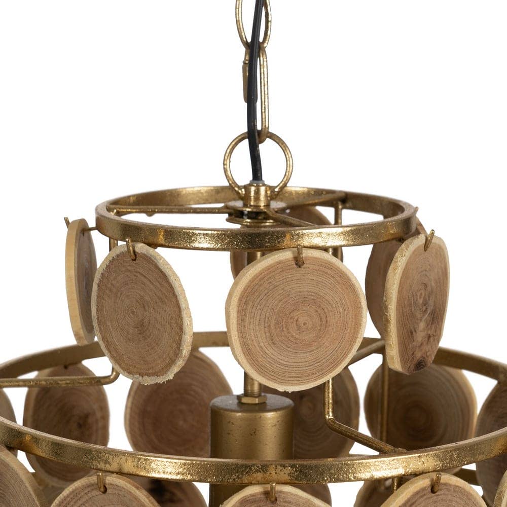 Lámpara de Techo Natural de Madera y Metal 58 cm - Diseño Elegante, Casquillo E27, Ideal para Decoración Moderna - Imagen 2